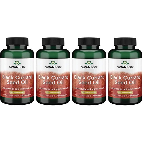 Swanson Black Currant Seed Oil - Herbal Supplement Promoting Immune System & Heart Health Support - Natural Formula Supporting Joints Health - (180 Softgels, 500mg Each) 4 Pack