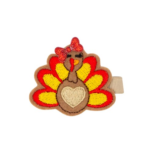 Wee Ones Girls Harvest Turkey Feltie Hair Clip, Bow Stacker, Turkey, Medium
