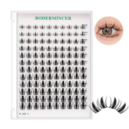 BODERMINCER Lash Clusters Kit 10-12-14-16mm Mixed Natural D Curl Fairy Lashes Pre-glue Lash Extension Kit Bond and Seal Kit For Self Use DIY at Home (Lash KIT Fairy 8-10-12-14-16mm MIX)