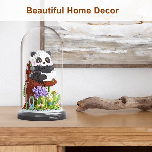 QARULUS Panda Flower Building Set for Adult Party Favors for Kids Animal Building Blocks Plant Friend Set Bonsai Tree Valentines New Year Easter Birthday Gift for Boys Girls Age 6-12+(Panda Succulent)