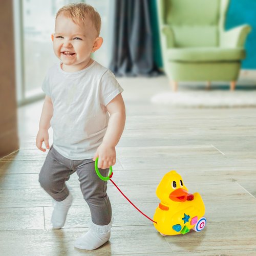 ArtCreativity Musical Walking Duck Pull Toy - Yellow Duck Toy for Kids - Toddler Pull Toy Duck with Lights, Animal Sounds, and Music - Helps Teach Colors, Sounds, and Shapes - Gift for Kids 3 and Up