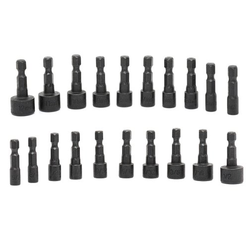 NEIKO 10068A Nut Driver Set, For Impact Drill and Driver, 20 Piece, 1/4” Hex Small Nut Driver Bit Set, Metric and Standard, 4-12 mm & 5/32”-1/2”, CR-V Steel, Nutsetter Driver Bits