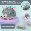 402 Pieces Hedgehog Pincushion Flat Head Straight Pins Kit, Cute Pincushion with Clear Storage Box and Quilting Pins, Colorful Head Straight Sewing Pins for Handicrafts DIY Sewing