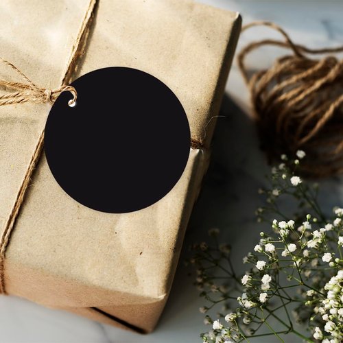 Andaz Press Blank Circle Gift Tags, Black, 24-Pack