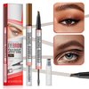 （2 Pcs）2-in-1 Microblading Eyebrow Pen With 4-Fork-Tip Brow Pen + Sealing Brow Gel, Eyebrow Makeup Pen for Natural Hair-Like Brows, Waterproof Eyebrow Pencils, Last All-Day (Light brown)