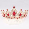 CAVETEE Gold Baroque Queen Crown for Women Birthday Tiara Luxurious Red Rhinestones Crown Wedding Bridal Crown Birthday Party Headbands Princess Party Prom Gold Tiaras and Crowns for Women Girls