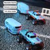 Edottbag Mini Rc Truck with Trailer, Mini Rc Monster Truck, Monster Truck Toys, 2.4Ghz All Terrain Off-Road Monster Truck, 1:64 Scale Alloy,Speed/Steering Adjustable,Remote Control Car (with Trailer)