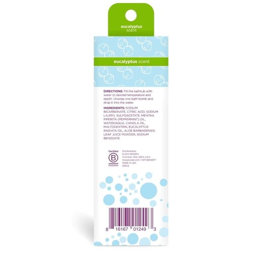 Kids Bath Bombs by The Makers of Boogie Wipes, Boogie Fizzies, Calming, Naturally Derived, Made with Aloe and Calming Vapors, Eucalyptus, 2.8 oz, 3 Bath Bombs, Pack of 1