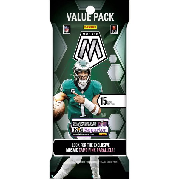 2023 Panini Mosaic Football Card Cello Value Pack - 15 Trading Cards per Pack