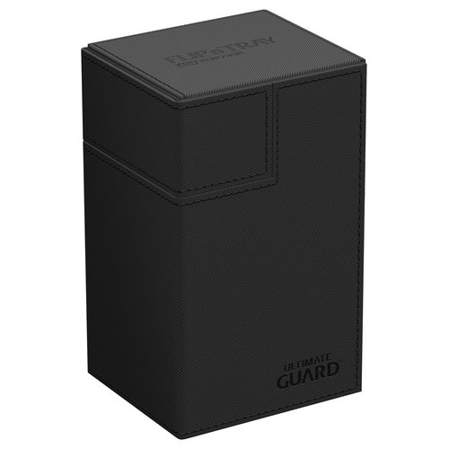Ultimate Guard Flip 'n' Tray 80+, Deck Case for 80 Double-Sleeved TCG Cards + Dice Tray, Black, Independent Magnetic Closure & Microfiber Inner Lining
