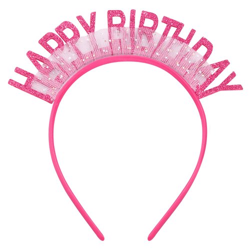 SuPoo Hot Pink Birthday Crown Headband for Girls Tiara for Women Princess Crown Queen Hair Band Hair Accessories Decorations Gift