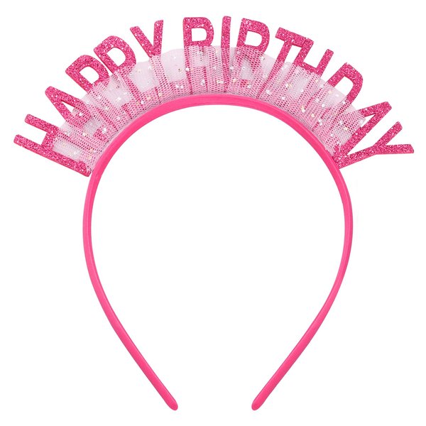 SuPoo Hot Pink Birthday Crown Headband for Girls Tiara for Women Princess Crown Queen Hair Band Hair Accessories Decorations Gift