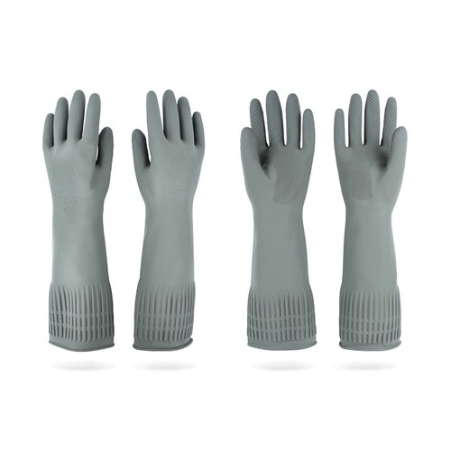 DABOGOSA MAMISON 2 Pairs Rubber Gloves(Grey, L) - Long Rubber Gloves Dishwashing Gloves