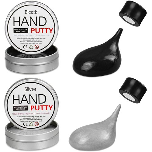 JOYPRO Magnetic Slime Putty, Magnetic Space Putty Slime with Upgraded Magnet Toys for Kids, Fidget Toy Stress Reliever Puddy for Christmas Birthday Gifts Stocking Stuffers(2 Pack, Black&Silver)