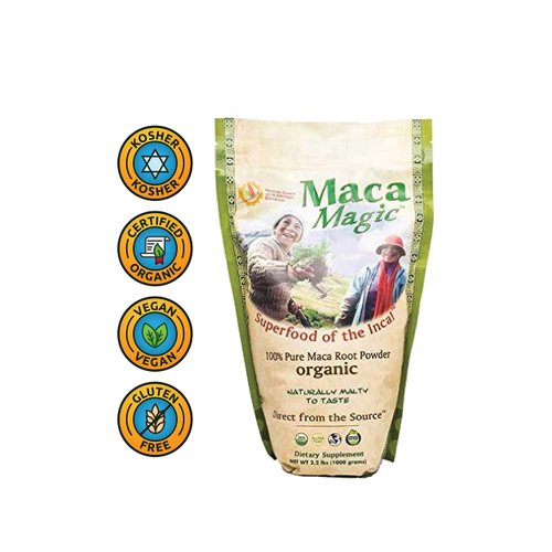 Maca Magic: 100% Organic Raw Powder (2.2 lbs) - Peruvian Premium Grade Superfood - Certified Organic - Vegan - Gluten Free- Perfect for Breakfast, Smoothies, Baking & Ice Cream