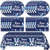 Navy Blue and Sliver Birthday Decorations Happy Birthday Party Tableware Set Happy Birthday Tablecloths and Plates Napkins Party Dinnerware for Men Women Kids Birthday Party Supplies
