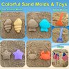 Carlerait Beach Toys Set for Kids, Collapsible Beach Bucket and Shovels Set with Mesh Beach Toys Bag, Sand Molds, Flags, Sand Toys for Toddlers Kids