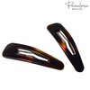 Parcelona French Clic Clac 3 1/4" Tortoise Shell Brown Celluloid No Slip Grip Snap Hair Clips for Women