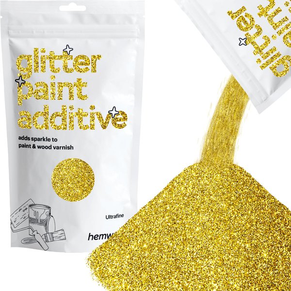 Hemway Gold Glitter Grout Additive 100g / 3.5oz for Acrylic Latex Emulsion/Acrylic Paint - Interior & Exterior Wall, Ceiling, Wood, Varnish, Dead Flat, Matt, Gloss, Satin, Silk