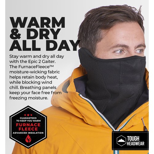 Tough Headwear Winter Face Mask & Ski Mask Neck Gaiter - Cold Weather Half Balaclava - Tactical Neck Warmer for Men & Women