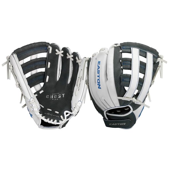 Easton | GHOST FLEX Youth Softball Glove | Right Hand Throw | 12" | Grey/White/Carolina Blue