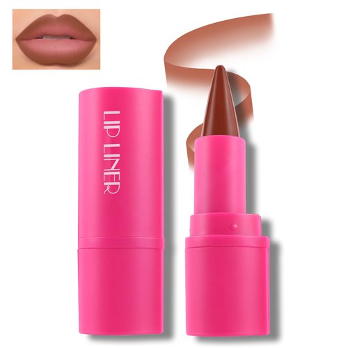 HOSAILY 2 in 1 Gradient Lip Liner Pencil, Matte Nude Lip Liner Plumping Creamy Lipstick, High Pigmented Easy-to-Use Long Lasting Crayon Contour Lipliner Lip Combo Makeup Pen #03