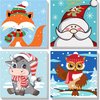 Yijingtop 4 Pack Christmas Paint by Number for Kids Ages 4-8,Cute Animals Easy Acrylic Paint by Number for Kids On Canvas,Oil Painting Paint by Number Kits Present for Kids(Framed)