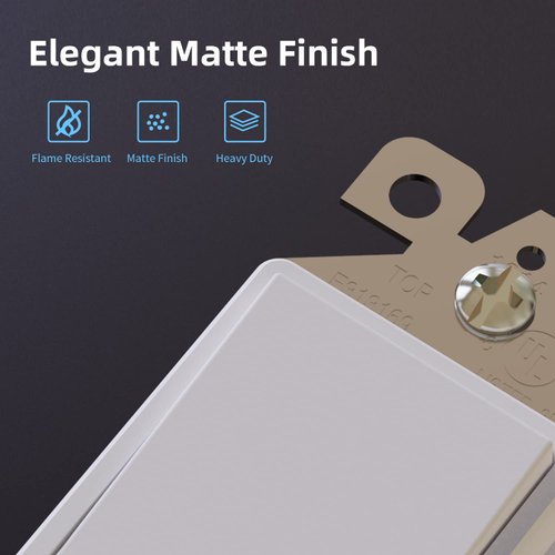 ELEGRP Matte White Single Pole Decorator Light Switch, 15Amp, 120/277V, Decorative Paddle Rocker Switch Replacement, On/Off Wall Switch, Self-Grounding, Residential/Commercial Grade, UL/CUL (10 Pack)