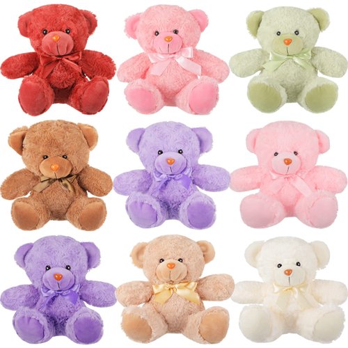 Civaner 9 Packs 8 Inch Valentine's Day Bear Stuffed Animals Bulk in 9 Colors Plush Bears Doll Bear Toys for Graduation Birthday Wedding Christmas Baby Shower Decorations Party Gift(Multi Color)
