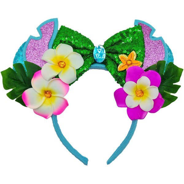 Viwind Mouse Ears Headbands, Shiny Stitch Bows Ears Hairbands with Flower for Women and Men, Cartoon Costume Theme Festival Birthday Party Decorations Hair Accessory