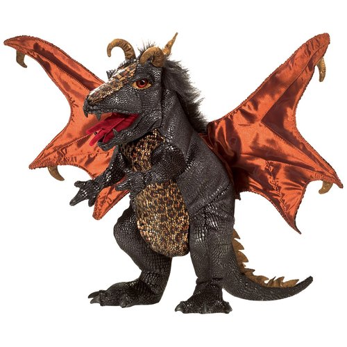 Folkmanis Black Dragon Hand Puppet Plush, Black