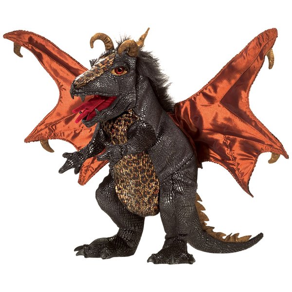 Folkmanis Black Dragon Hand Puppet Plush, Black