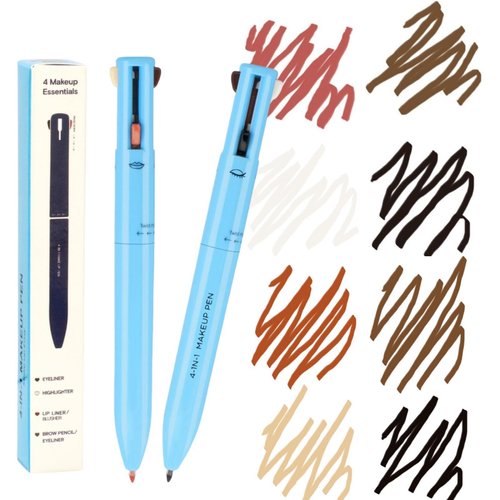 MKNZOME 4 in 1 Makeup Pen, Eyebrow Contour Eyebrow Pencil Eyebrow Pen Makeup Pencil 4 in 1(Eye Liner, Brow Liner, Lip Liner, Highlighter) Beauty Touch Up 4-in-1 Makeup Pen Compact for Travel, 2 Count
