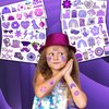 Cute Purple Temporary Tattoos Dark Purple Birthday Party Decorations Favors Supplies Violet Themed Cute Stickers 10 Sheets 112 PCS Gifts for Baby Girls Boys Decor Class School Carnival Christmas