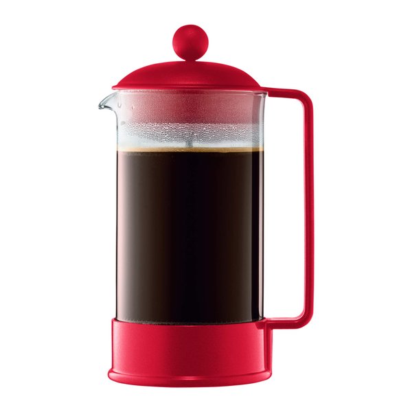 Bodum 34 oz Brazil French Press Coffee Maker, High-Heat Borosilicate Glass, Red - Made in Portugal