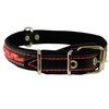 Red on Black Genuine Leather Braided Dog Collar 20"x1", Fits 14"-18" Neck