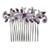 Faship Purple Crystal Floral Hair Comb