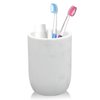 Toothbrush Holder Polyresin Toothbrush Organizer Stand,Multi-Functional Toothpaste Holder Makeup Brushes Cup Razors Holder for Bathroom Vanity Countertop,Ideal for Home, Hotel (Marble Style) (1Pack)