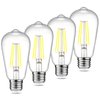 Ascher Vintage LED Edison Bulbs, 6W, Equivalent 60W, Non-Dimmable, Daylight 5000K, 700Lumens, ST58 Antique LED Filament Bulbs with 80+ CRI, E26 Medium Base, Clear Glass, Pack of 4