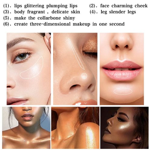 Highlighter Makeup Palette White Silver,Glitter Highlight Contouring Pallets,Highly Pigmented Face Glow Illuminator Highlighters Pallet,Contour Palettes For Cheek Pale Skin,Suit For All Skin Tones