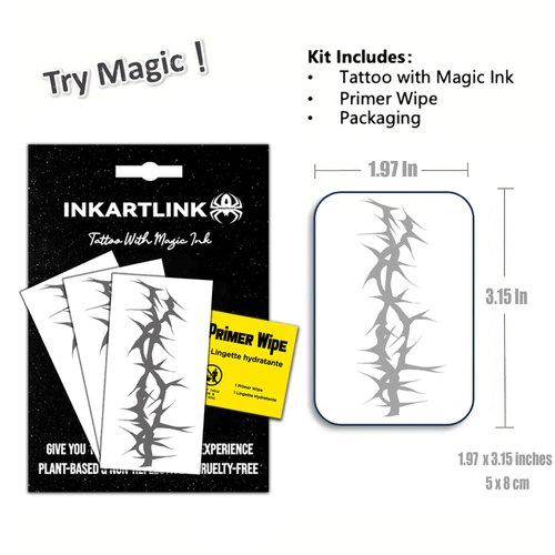 INKARTLINK Semi Permanent Tattoos, 3 Sheets of Small Temporary Tattoos, Adult Art Designs, Party Favors, Waterproof, Realistic, No Adhesive, No Reflective, Lasts 1-2 Weeks (Thorns)