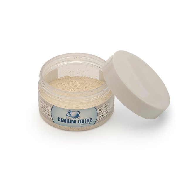 Glass Polish 90001 Cerium Oxide Fine Grade Glass Polishing Powder - TREO 95% - 2.5 microns - 1.7oz - White