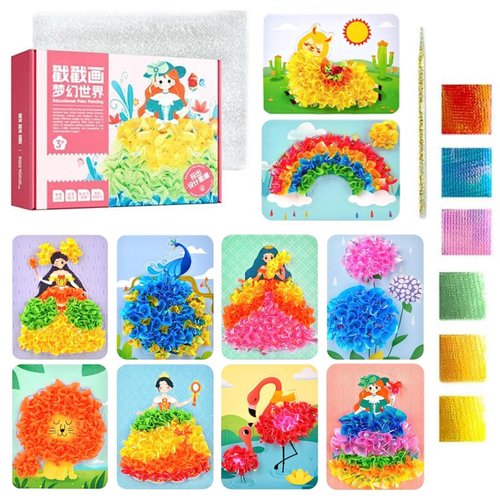 Virtegasas Creative Puzzle Puncture Painting Poke Art DIY Sets, Poking Painting Fabric Art Frenzy Paper Craft Kit Creative Handmade Toys (A)