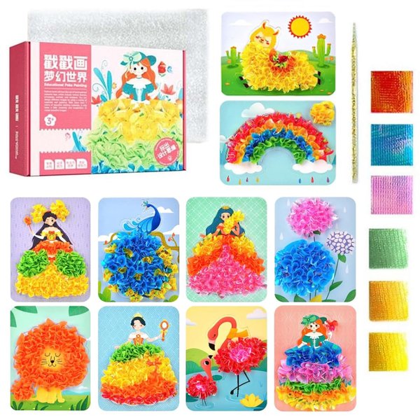 Virtegasas Creative Puzzle Puncture Painting Poke Art DIY Sets, Poking Painting Fabric Art Frenzy Paper Craft Kit Creative Handmade Toys (A)