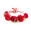 Lofruiin Women's Bohemian Simulated Rose Flower Wreath Adjustable Rose Flower Headband Seaside Party Floral Headpiece (A- Red)