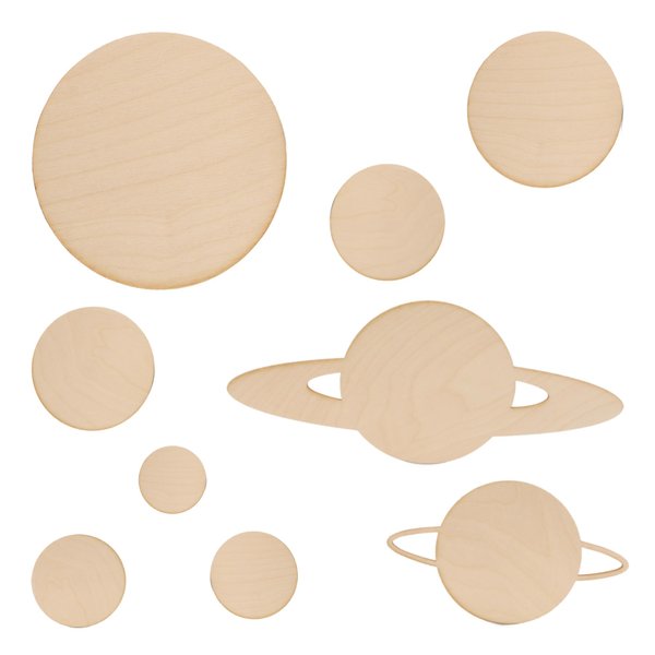 Solar System Model of Planets, DIY Wooden Crafts to Paint for Outer Space Classroom Decorations or Science Party, Pack of 5, by Woodpeckers