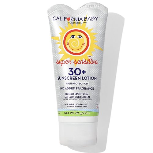 California Baby Super Sensitive SPF 30+ Sunscreen | Broad Spectrum | Titanium Dioxide | Hypoallergenic Unscented Mineral Sunscreen | Reef Safe Sunscreen | Sensitive Skin Friendly | 82g / 2.9oz