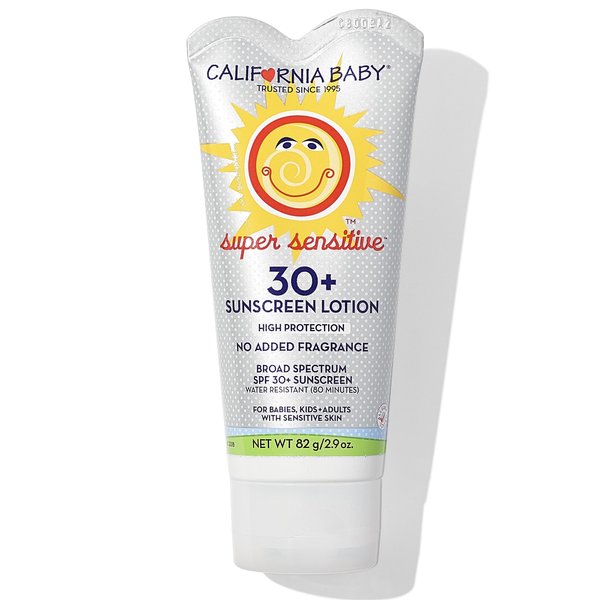 California Baby Super Sensitive SPF 30+ Sunscreen | Broad Spectrum | Titanium Dioxide | Hypoallergenic Unscented Mineral Sunscreen | Reef Safe Sunscreen | Sensitive Skin Friendly | 82g / 2.9oz