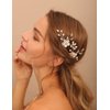 Jumwrit Bridal Flower Hair Comb Rhinestone Pearl Hair Comb Bride Wedding Hair Accessories Hair Pieces for Bridesmaids Women Silver Hair Comb