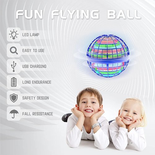 SVJJ Flying Orb Ball Toy, Flying Toy Boomerang Fly Spinners for Kids Adults Indoor Outdoor Flying Ball Toy, Globe 360°Rotating Hand Controlled Flying Orb Ball Toys Magic Toy (Blue)
